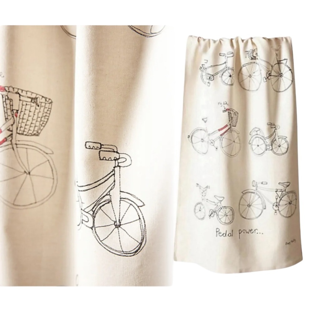 GR8 🎁 Anthropologie Pedal Power Dish Towel Bicycle Bike Cotton Whimsical Cycle